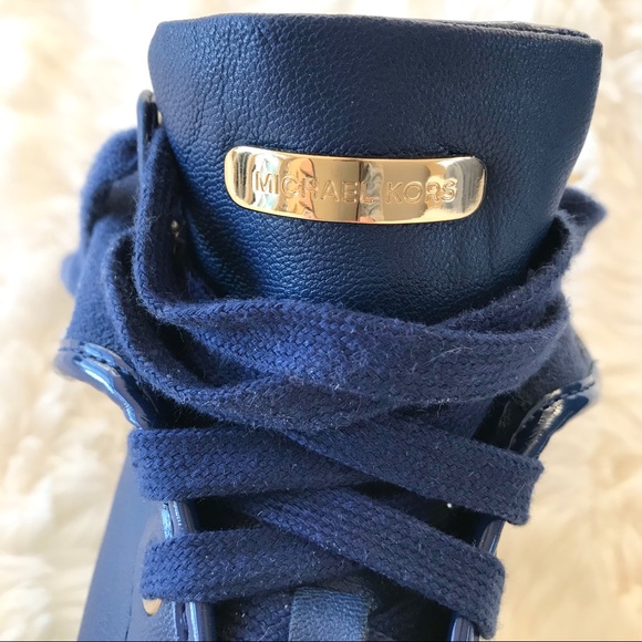 MICHAEL KORS Blue High Top Leather Sneakers - Picture 11 of 14